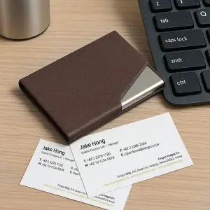고품질 맨포스 심플 명함케이스(다크 브라운) 비즈니스 명함지갑 (WFKDZ45)