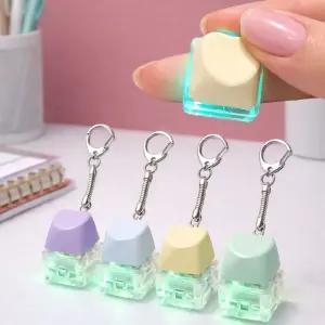 하트 딸깍이 키링 피젯 키캡 버튼 LED 열쇠고리 선물