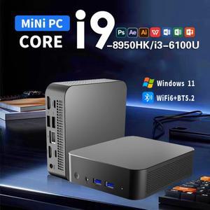 미니 소형 PC 윈도우 11 프로 코어 i9-8950HK/i3-6100U 16GB DDR4 1TB SSD 오피스 게이머 컴퓨터 WIFI 6 BT