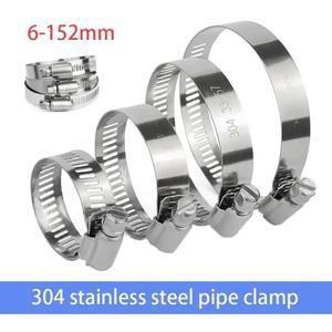 1PCS 6-152mm 304 스테인레스 스틸 파이프 클램프 목구멍 칼라 가스 카드 튜브 클립 조정 가능 후프