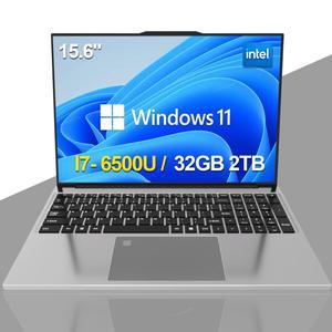 15.6인치 휴대용 노트북 32GB RAM 2TB SSD 인텔 코어 i7-6500U 윈도우 11 게이머 1920x1080 디스플레이 오
