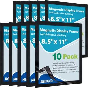 바이이고 10팩 마그네틱 표지판 홀더 8.5 x 11 벽용 접착 프레임 냉장고용 액자 용지 도어 창문 디스플레이
