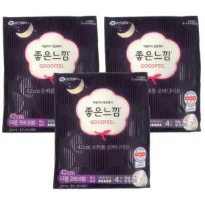 좋은느낌 수퍼롱 오버나이트 4입 8팩 32개 42cm 생리대 여성용 위생용품