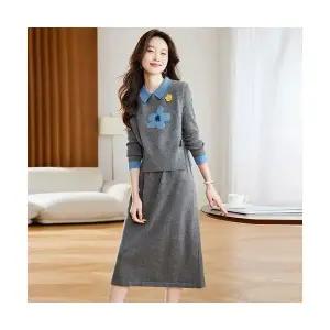 여성 고급세련핏 정장세트 러블리룩 세트 가을 겨울 예쁜 니트 원피스 조끼 투피스 인기4