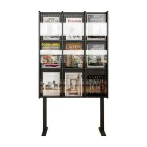 진열대 잡지 신문 팜플렛 가판대 정리 거치대 스탠드 무광블랙 3칸 72x32x140cm