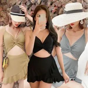 여성 슬림핏 원피스 수영복 캡내장 비키니 비치웨어 WEC860D