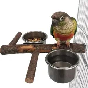 잉꼬 버지 러브버드 앵무새 나무 농어 스테인리스 스틸 새 모이통