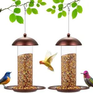 야디아 2팩 금속 와이드 새 모이통 16파운드 용량의 걸이식 야외 정원 장식용 강선 랜야드 1