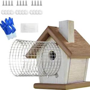 Addcean 2Pcs 블루버드 하우스 보호대 버드 구멍 스테인리스 스틸 참새 뱀 버드하우스 액세서리 입구