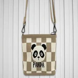미니 니트 크로스백 핸드폰 여행 산책 가방 체스판다 WFJOX7P