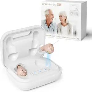 충전식(충전 케이스 포함) 노인 및 성인을 위한 편안한 인이어 보청기 24채널 디지털 소음 감소 선명한