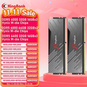 KINGBANK 288 하이닉스 AMD 32GB 인텔 다이 16GB 마더보드 6400 6000 DDR5 DDR 데스크탑 MHZ