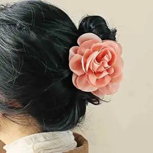 피치 머리핀 머리 집게 헤어핀 헤어 집게핀 큰 꽃