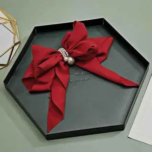 레드 진주 헤어핀 예쁜 헤어 집게핀 나비 반머리진주