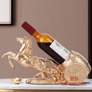갈색 말 조각 와인 랙 와인 애호가를위한 독립형 와인 병 홀더 동상 와인 디스플레이 스탠드 레스토랑 장식