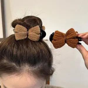 [골드스마일]똥머리 니트털실 미니리본 귀여운 올림머리 집게핀 파티헤어