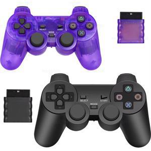 PS2 무선 컨트롤러 게임 패드 플레이 스테이션 2 조이스틱 콘솔 소니호환 PS1 투명 색상 색상: 퍼플/화이트