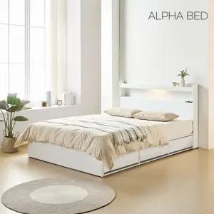알파침대 클레어 LED 1단 수납 침대프레임 SS