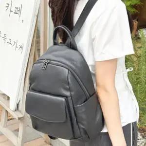 (색상 블랙)여성 미니 가죽 백팩 블랙 직장인 대학생 데일리 가방