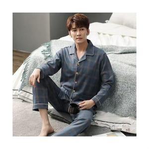 남자 잠옷 체크 수면잠옷 세트 빅사이즈 파자마 실내복 긴팔 상의 수면바지