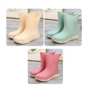 장마철 패션 여자장화 여성 미들 레인부츠