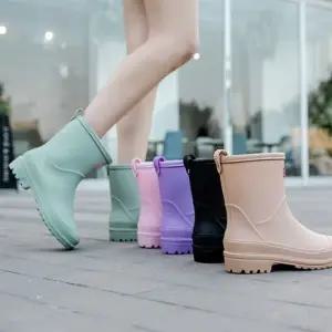 여성 가벼운 레인부츠 통굽 패션 미들 장마신발 장화