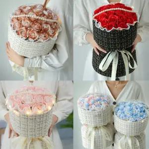 성년의날 꽃다발 선물 졸업식 30x24cm 선물포장백 카드 세트 비누꽃다발 어버이날 스승의날 졸업