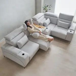 미노 모션소파 전동 리클라이너 5인용 코너형 패브릭 기본형 (콘솔박스 일반형 포함) [무료배송]