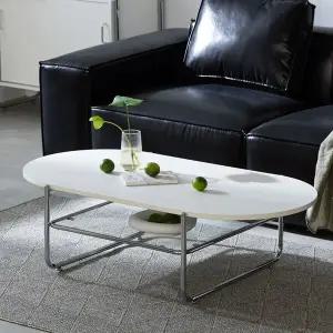 감각적인 화이트 스틸 쇼파테이블 120cm (타원) TP1115