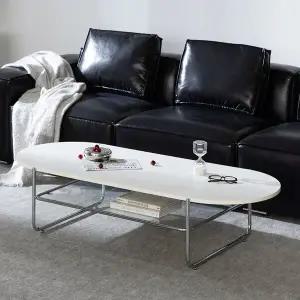 감각적인 화이트 스틸 쇼파테이블 150cm (타원) TP1116