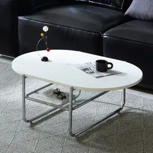 감각적인 화이트 스틸 쇼파테이블 90cm (타원) TP1114