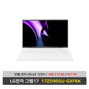 LG전자 그램17 노트북 17ZD90SU-GXF6K Ultra5 SSD512G교체+16G변경+Win11설치 무선마우스+마우스패드 - KW