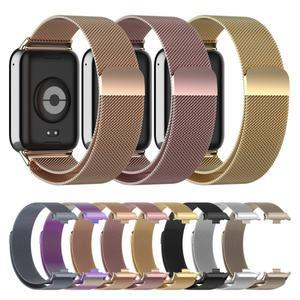 호환 레드미 워치 4 5 6용 스테인리스 스틸 스트랩  샤오미 밴드 8 프로/9 밀라니즈 루프 팔찌