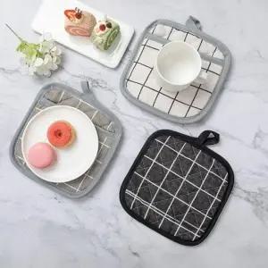 베이킹 장갑 체크 요리도구 오븐 단열 2p 패드 용품