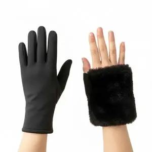 더블 레이어 스웨이드 퍼 스마트 터치 7종 토시 장갑 블랙