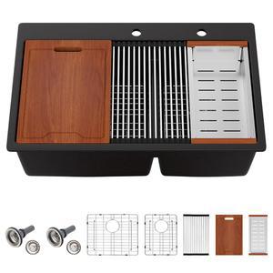 Sarlai 33 화강암 복합 주방 싱크대 더블 볼 - 33