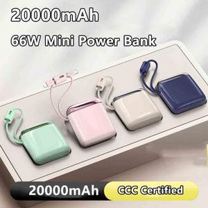 20000mAh 미니 보조베터리 66W 초고속 충전  iPhone Xiaomi Huawei용 케이블이 포함된 CCC 인증 배터리