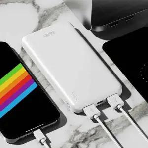 보조배터리 휴대폰충전 핸드폰 보조밧데리팩 듀얼 배터리 10000mah 화이트