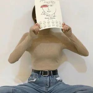 [골드스마일]여성 골지 목폴라 니트 긴팔티 1P 겨울 티셔츠 이너 심플하프넥