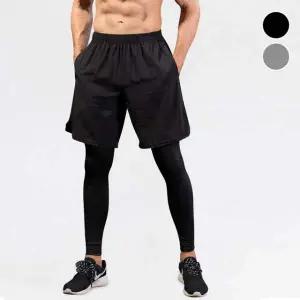 남성용 수영 겸용 2in1 일체형 반바지 레깅스 스포츠웨어