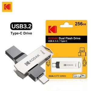 KODAK C타입 플래시 드라이브 고속 듀얼 메모리 스틱 스마트폰 노트북용 USB3.2 256GB 128GB 32GB