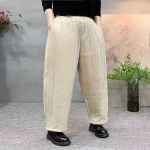 포뇨 여성 가을 겨울 누빔 솔리드 하이웨스트 캐주얼 바지 패딩 도톰보온 OPH4