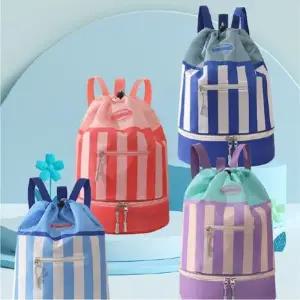 지앤지 젖은 옷 수건도 거뜬하게 방수 스트라이프 수영가방 방수백