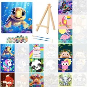 프레임과 이젤을 사용하는 를 위한 Gemozaic 12팩 숫자 키트 페인트 성인 초보자를 쉬운 생일 선물을