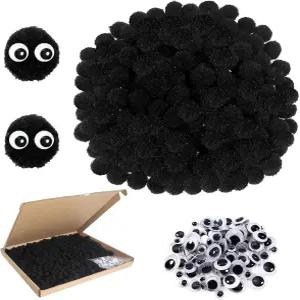 TOAOB 500개 폼 1cm 공예 블랙 퍼지 볼 예술 및 용품 DIY 프로젝트 홈 데코레이션