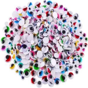 CCINEE 500 조각 6-12mm 꿈틀거리는 눈 다양한 색상의 구글리 셀프 접착 속눈썹 공예 제작용