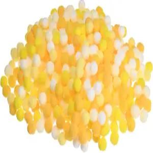 공예품용 M미터시티 1000팩 폼폼 0.39인치(10mm) 폴리에스터 옐로우 시리즈 부드럽고 푹신한 공예품