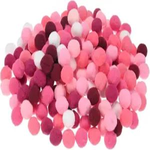 공예용 M미터시티 200팩 폼폼 0.79인치(20mm) 폴리에스터 로즈 레드 시리즈 부드럽고 푹신한 공예/장식/DIY