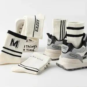 준캡 어린이 아동양말 화이트M 중목 유아동양말 5족세트 3세12세 3가지사이즈 4계절 면양말