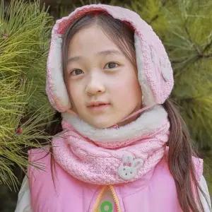 (옵션 1 핑크)MA1101 방한세트 로라앨리 하트블링 용품 아동 부드러운 넥워머 목도리 겨울 방한세트 모자